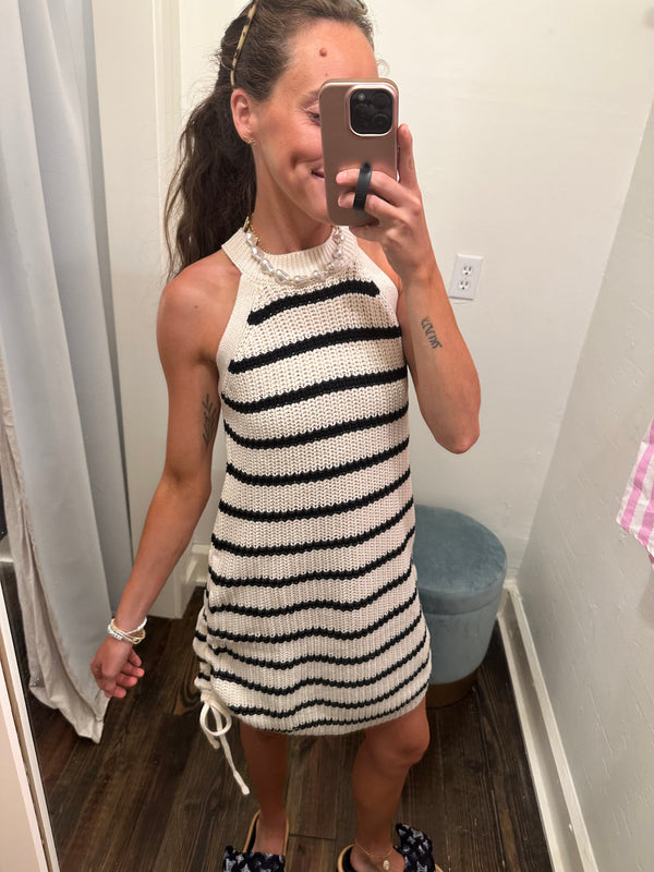 Stripe mini ruched dress