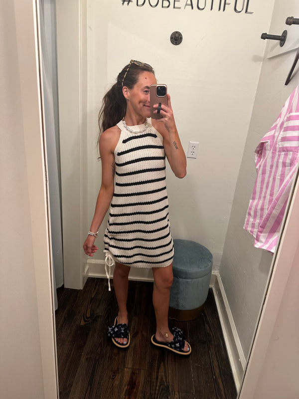 Stripe mini ruched dress