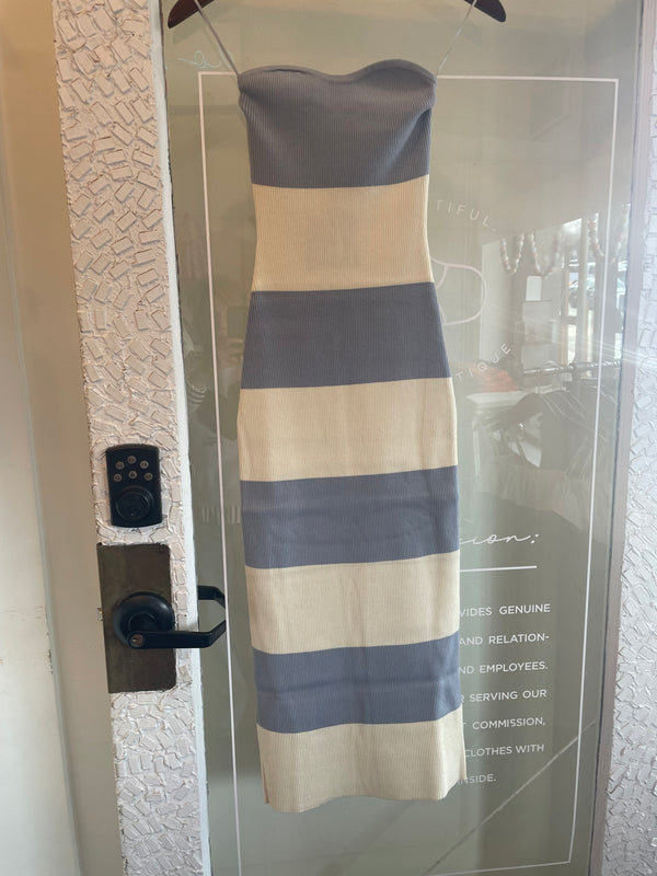 Cream/Blue Midi