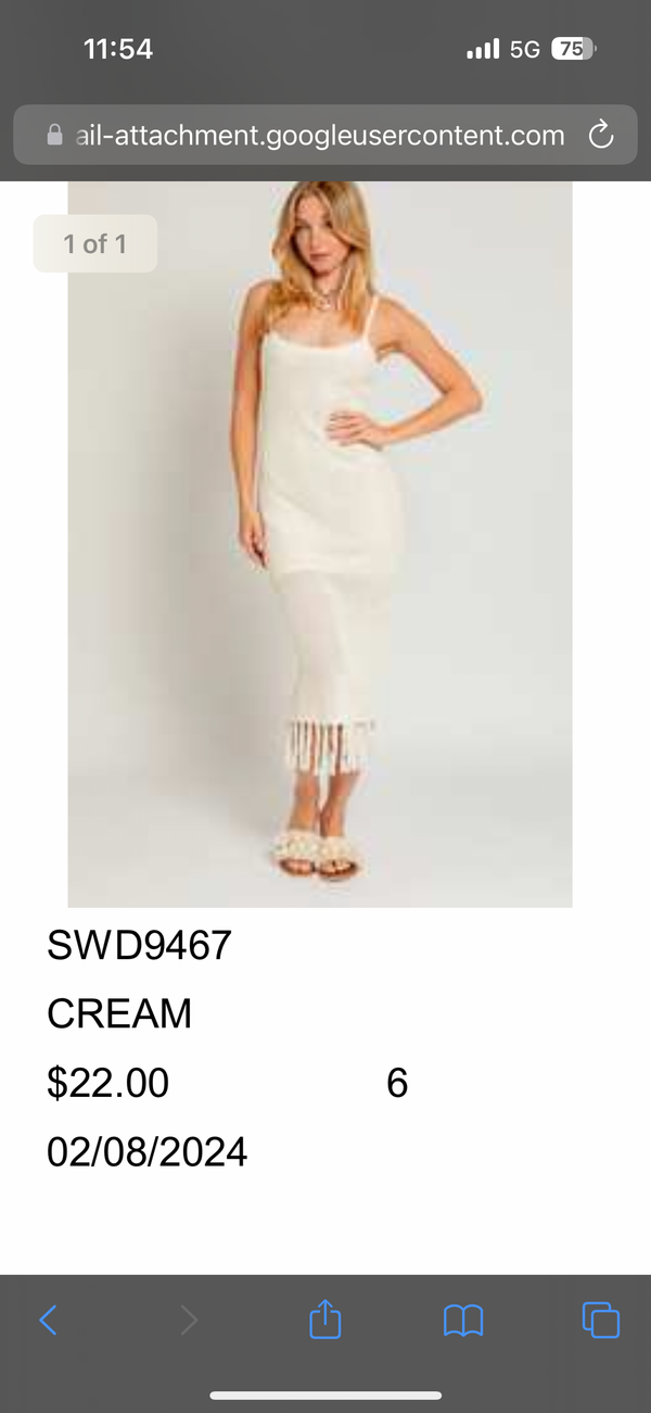 Cream Fringe Midi