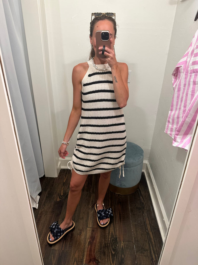 Stripe mini ruched dress