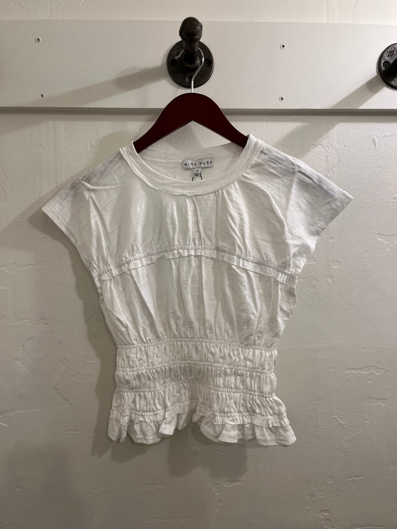Ruched White Tee