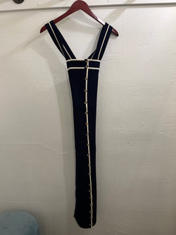 Navy Button Midi