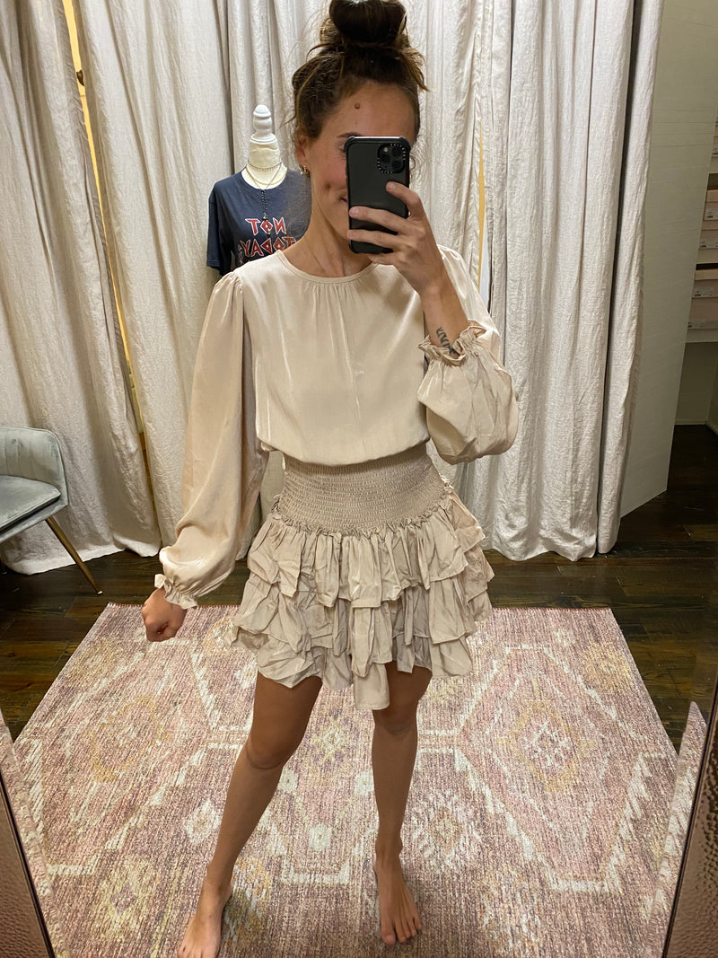 Totally Taupe Ruffle Dress