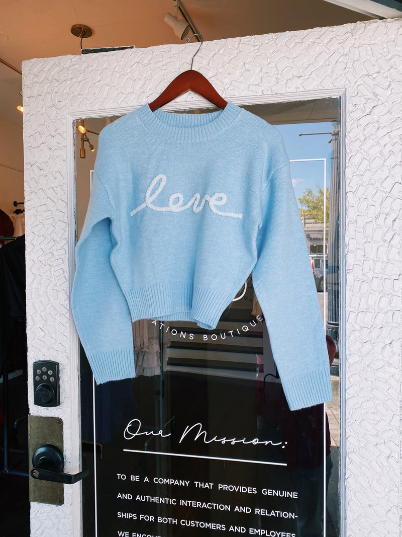Love Embroidered Plush Sweater