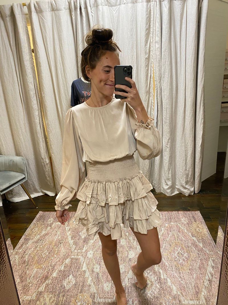 Totally Taupe Ruffle Dress